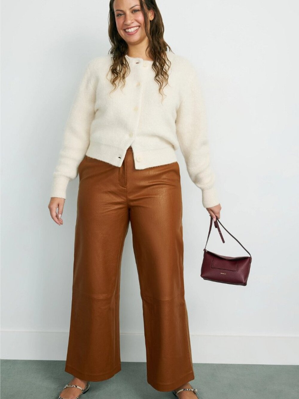 Rosetta Getty X RTR Brown Faux Leather Trousers Size 8